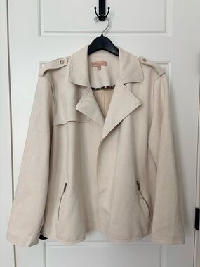Philosophy Cream Trench-Style Suede Jacket